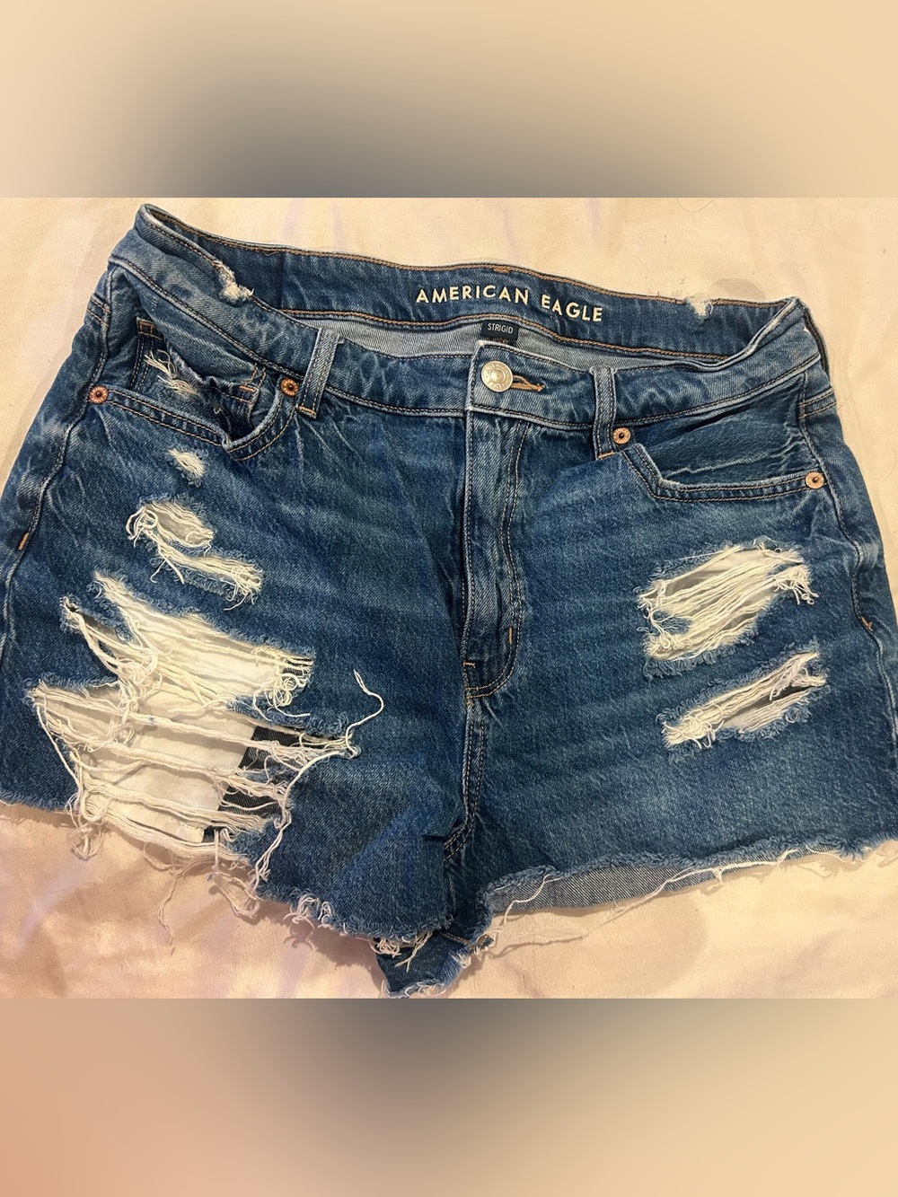 American Eagle Outfitters Ripped Dark Blue Denim Shorts